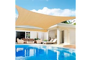 Lehood Sun Shade Sail, 8'x 10' Rectangle Canopy Sail UV Block Sun Shade for Outdoor Patio Garden Backyard, Outdoor Shade Sail Sand