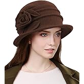 Sumolux Women Beret Hat French Vintage Floral Wool Dress Cloche Classic Winter Hat 1920s