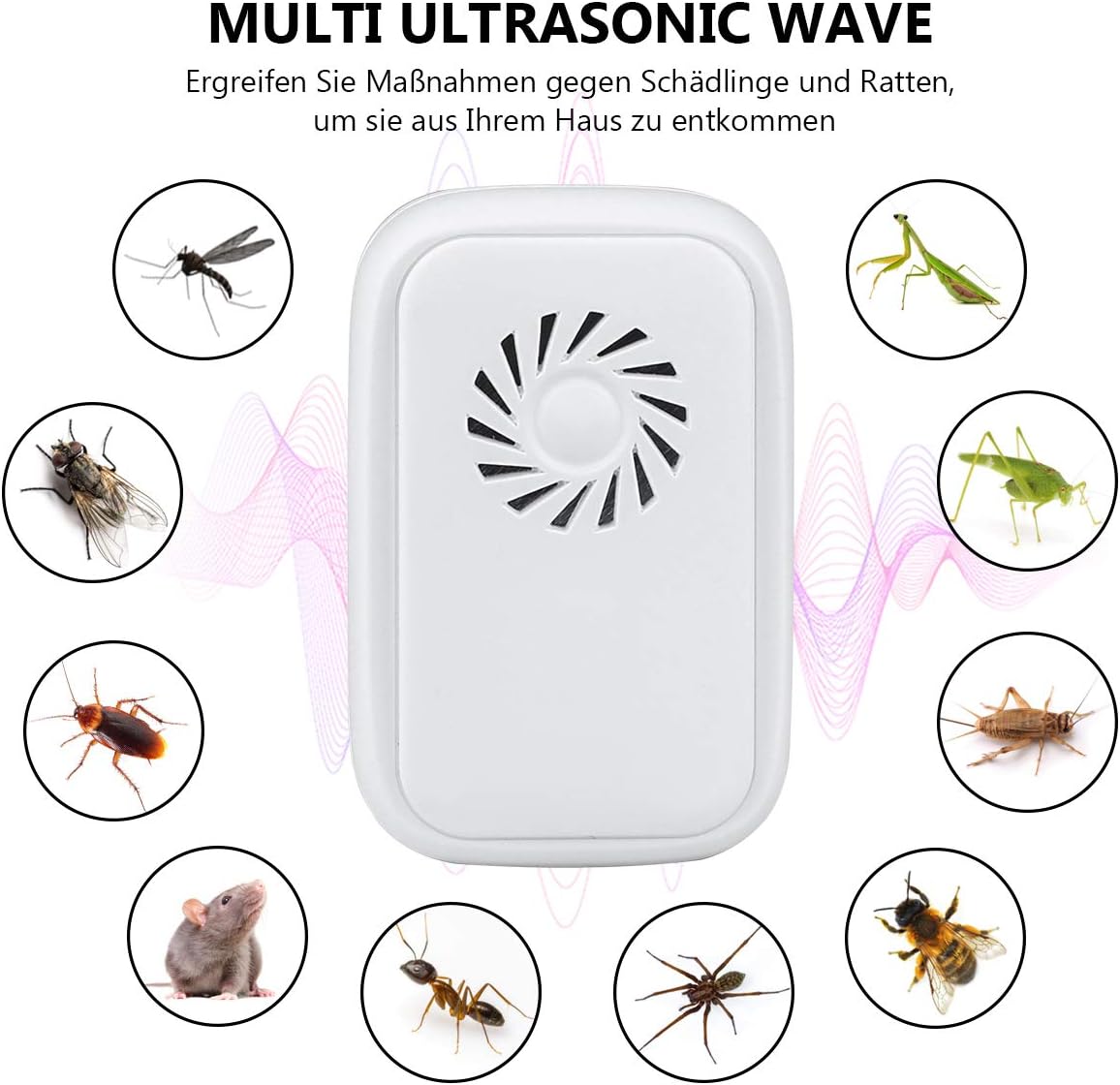 Ultrasonic Pest Repeller, 4 Pack Plugin Insect Repeller, Mice