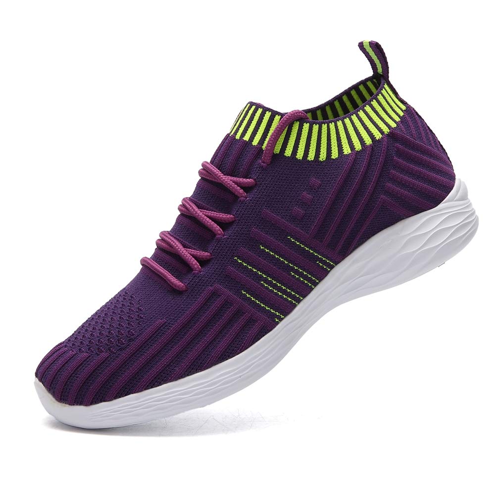 MARITONY Womens Slip on Sneakers, Lightweight Outdoor Casual Mesh Walking Running Shoes, Purple 36