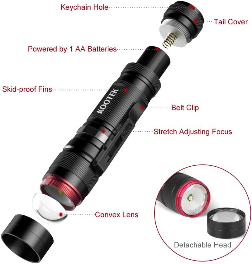 Kootek 5 Pack Super Mini Flashlights LED Waterproof Zoomable Bright Flashlight for Kids Child Outdoor Hiking Biking Camping Cycling Emergency Light (0.83 Inch Wide) - - 