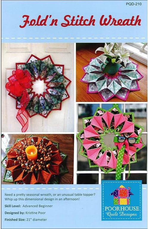 Poorhouse Quilt Designs Fold'n Stitch Wreath Ptrn