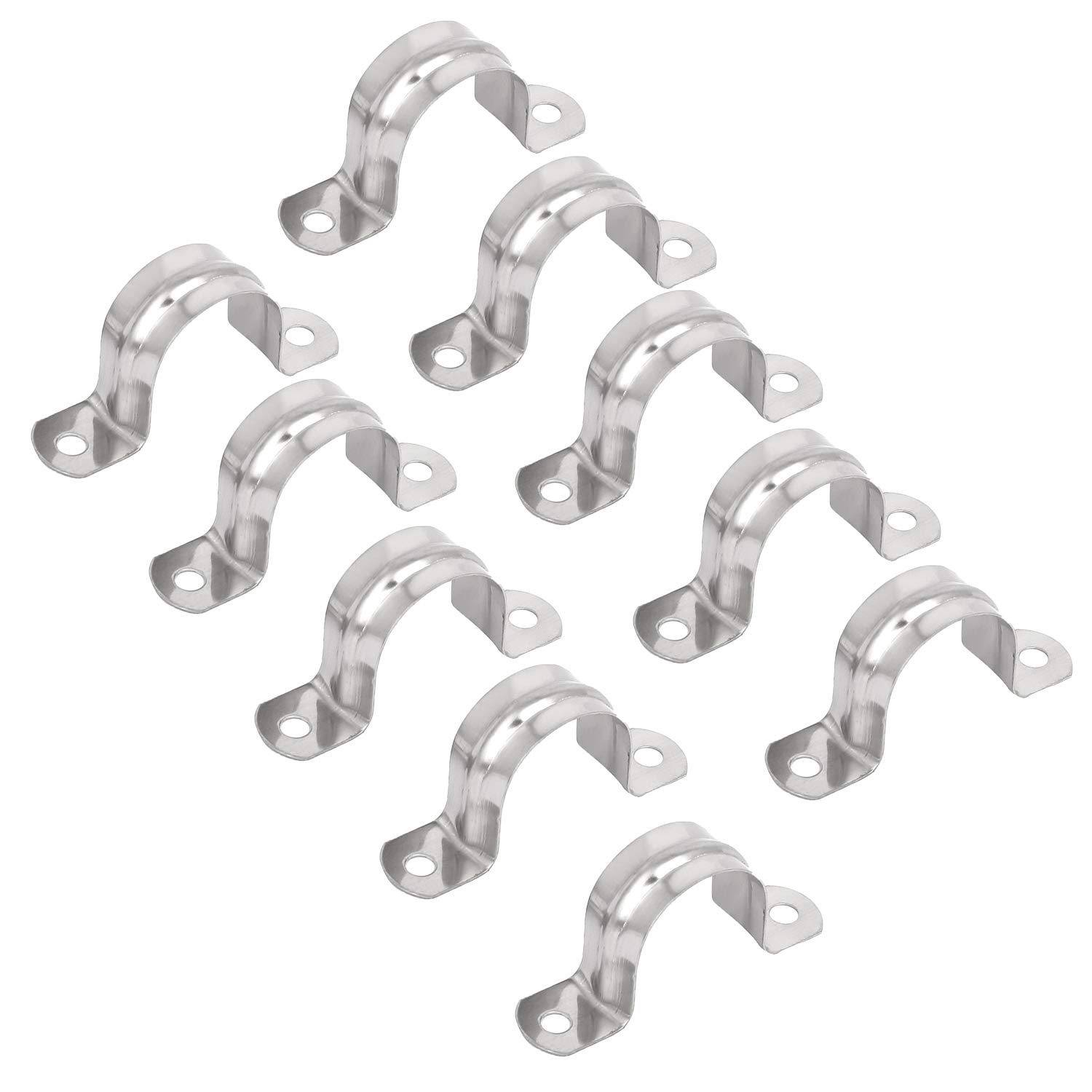 Stainless Steel Pipe Clips,Two Hole Tube Strap Tension Clips U-Tube Clamp,Pipe Clamps for Water Pipe/Gas Pipe/Steel Pipe/Support Accessories (M40)