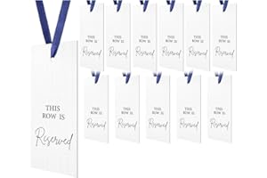 12 Pack Reserved Seating Signs with Ribbon, Reserved Signs for Wedding, Events, Ceremony, Reception, Church Pew, Hanging Rese