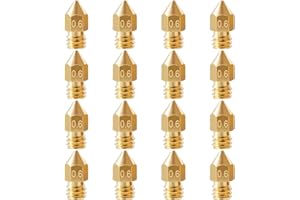 TIEXYE 16Pcs Ender 3 Nozzles 0.6mm MK8 Extruder Ender 3 v2 Nozzles 0.6mm Compatible for Creality Ender 3 v2/Ender 3 Pro/Ender 3, Ender 5 Pro/Ender 5, CR-10/CR-10S, Makerbot, Anet A8 3D Printer Nozzle,