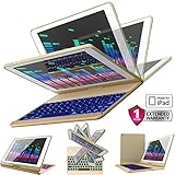 iPad Keyboard Case for iPad 2018 (6th Gen) - iPad 2017 (5th Gen) - iPad Pro 9.7 - iPad Air 2 & 1 - Thin & Light - 360 Rotatable - Wireless/BT - Backlit 7 Color - iPad Case with Keyboard (9.7, Gold)