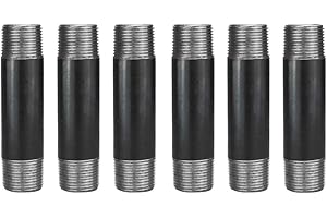 GeilSpace 3/4" × 4" Heavy Duty Pre-Cut Grey Metal Pipe, Industrial Steel Fits Standard 3/4 Inch Threaded Pipes and Fittings - Vintage DIY Industrial Shelving (3/4" × 4", Grey)