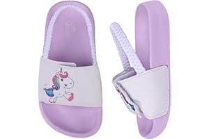 Otojaku Kids Flip Flops Sandals Toddler Boys Girls Sequin Slides Shower Beach Pool Shoes Slip on Summer Slippers with Back Strap