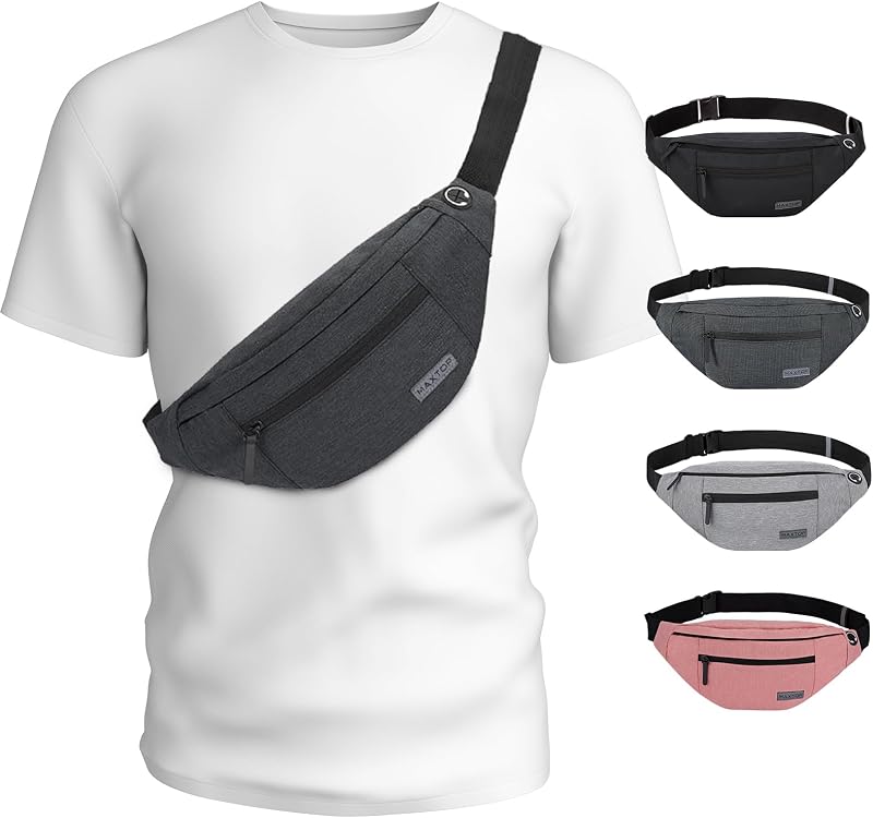MAXTOP Large Bumbag Waist Fanny Pack Running Belt Unisex with Headphone Port