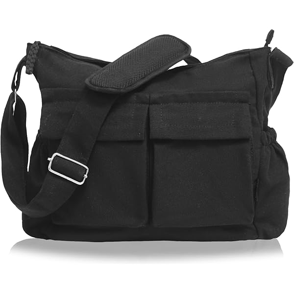 Amazon.com: JAKAGO Canvas Messenger Bag Multi Pockets Shoulder Bag