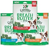 Greenies Dental Treats - Breath Buster Bites Variety 3 Pack Bundle- Natural Dog Treats for Bad Breath (Chicken, Apple & Mint Fresh Flavors)