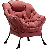 HollyHOME Lazy Chair with Armrest and Side Pocket, Comfy Accent Lounge Chair,Leisure Sofa Armchair for Living Room, Bedroom, 