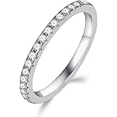Turandoss Rings for Women - Moissanite Wedding Bands, 0.3ct D Color VVS1 Clarity Sterling Silver Rings Half Eternity Stackable Engagement Ring Anniversary Band Moissanite Rings for Women