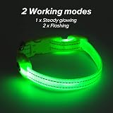 YFbrite LED Cat Collar USB Rechargeable Waterproof Green XS view 2