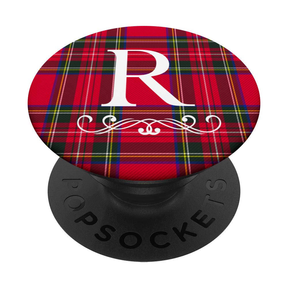 Royal Stewart Red Plaid Letter "R" Initial Monogram PopSockets PopGrip: Swappable Grip for Phones & Tablets