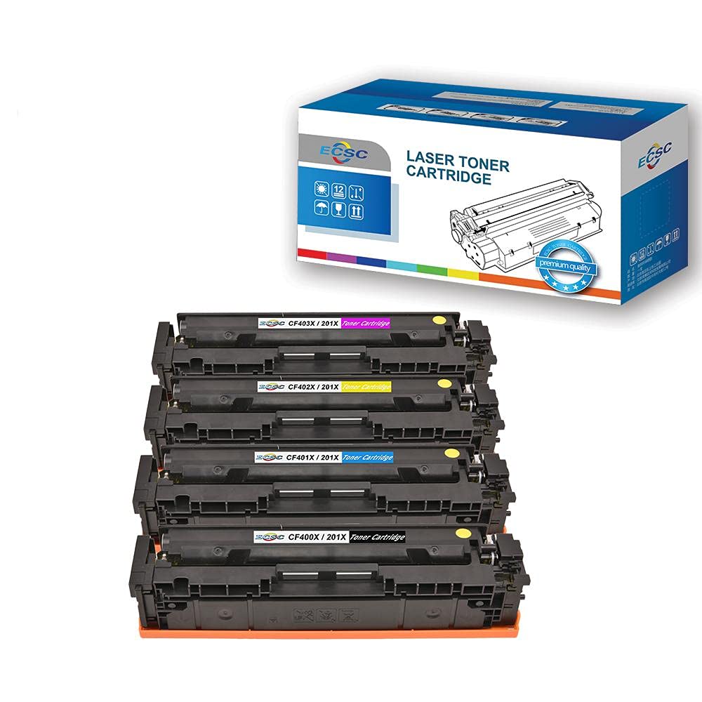 ECSC Compatible Toner Cartridge Replacement for HP Colour LaserJet Pro M252dw M252n MFP M274n MFP M277dw MFP M277n CF400X CF401X CF402X CF403X (Black/Cyan/Yellow/Magenta, 4-Pack)