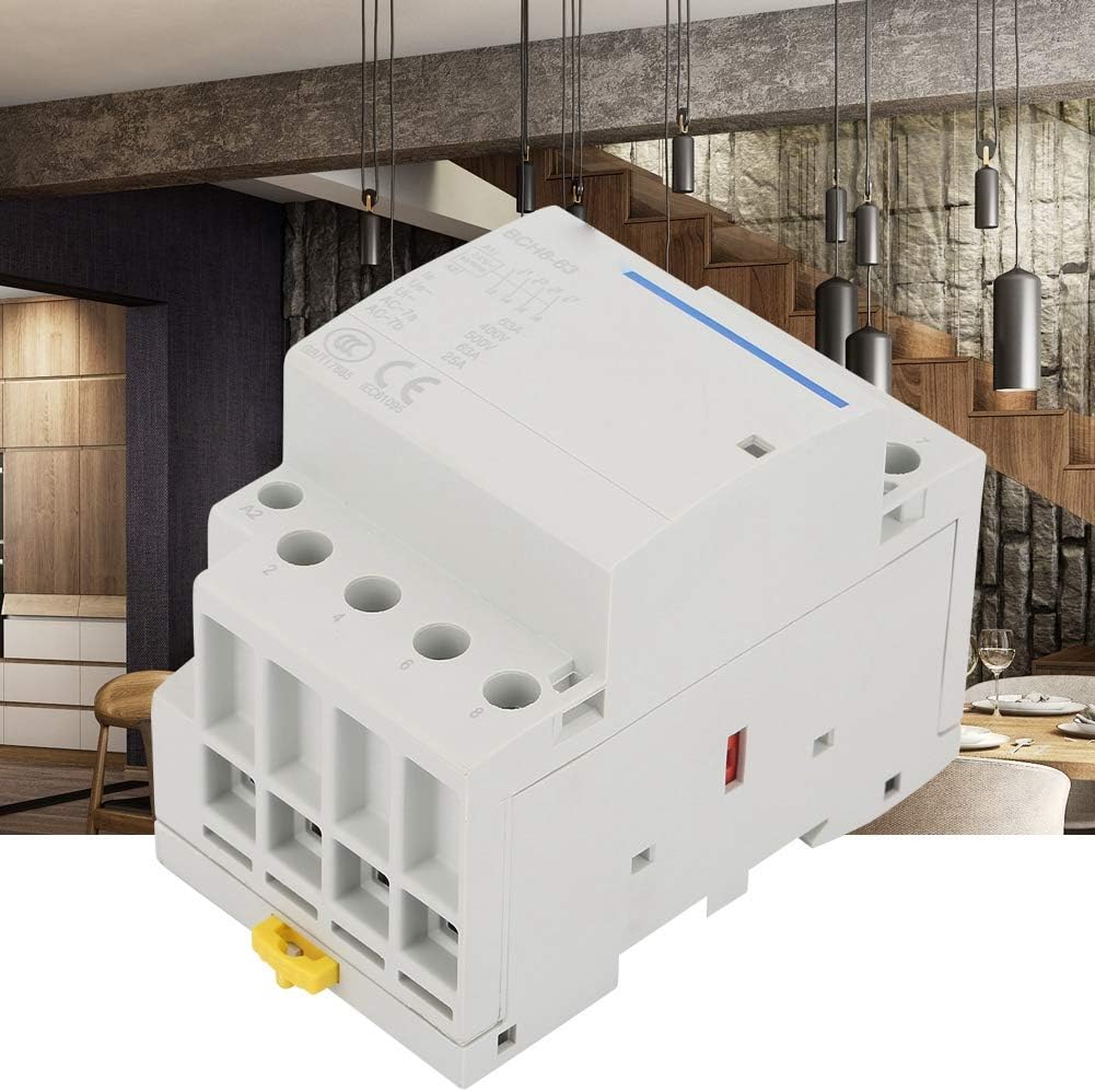 AC Contactor, 4P 63A 24V/230V 50/60Hz Household AC Contactor 4NO for Household Applications(AC24V-1)