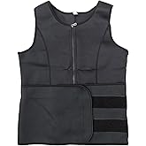 SPYMINNPOO Workout Sweat Sauna Suit, Zipper Waist Trainer Vest Body Shaper with Adjustable Belt for Gym Fitness Body Building (Black)