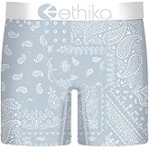 Ethika Men’s Mid Boxer Brief, 4-Way Stretch Performance Underwear - Ice Paisley