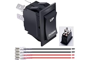 weideer 12V Reverse Polarity Switch,Momentary Power Jack Rocker Switch,DC Motor Control DPDT 4 Pin(ON)-Off-(ON) 20A 12 Volt D