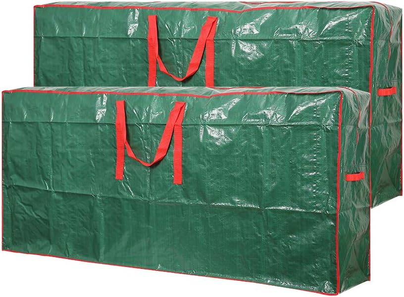 Holiday Décor Storage - Sattiyrch Christmas Tree Storage Bag- 2 pack - Fits Up to 9 ft Xmas Disassembled Trees with Durable Reinforced Handles & Dual Zipper -Waterproof Material Protects from Dust,Moisture(Green, 9ft)