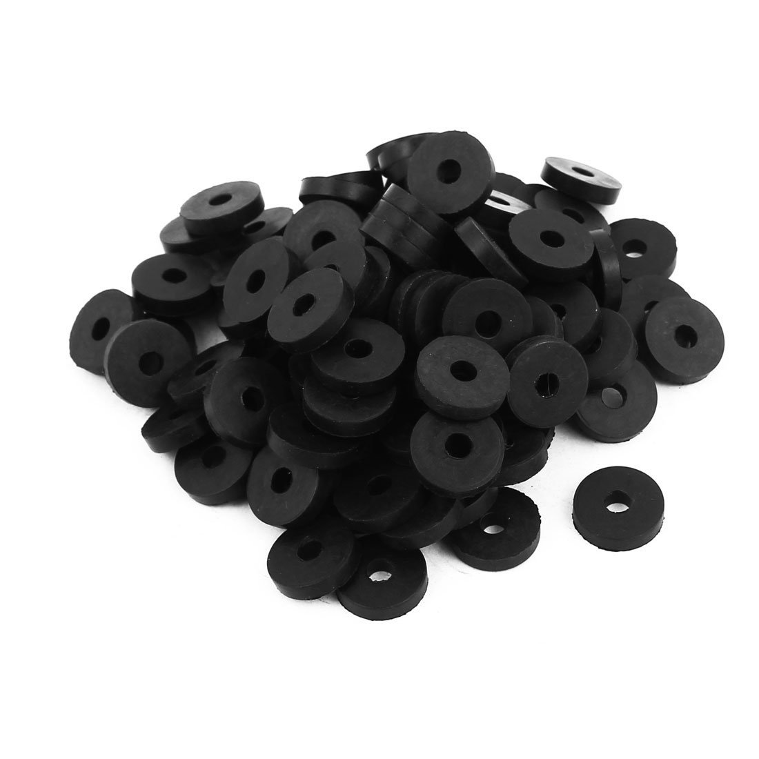 TOP-VIGOR 100Pcs Rubber Flat Washers, 13.8mm OD 4mm ID 3mm Thickness Heavy Duty Black Rubber Grommet Vibration Damping Pads Sealing Gasket Washers for Faucet Pipe Water Hose Fastener Bolt