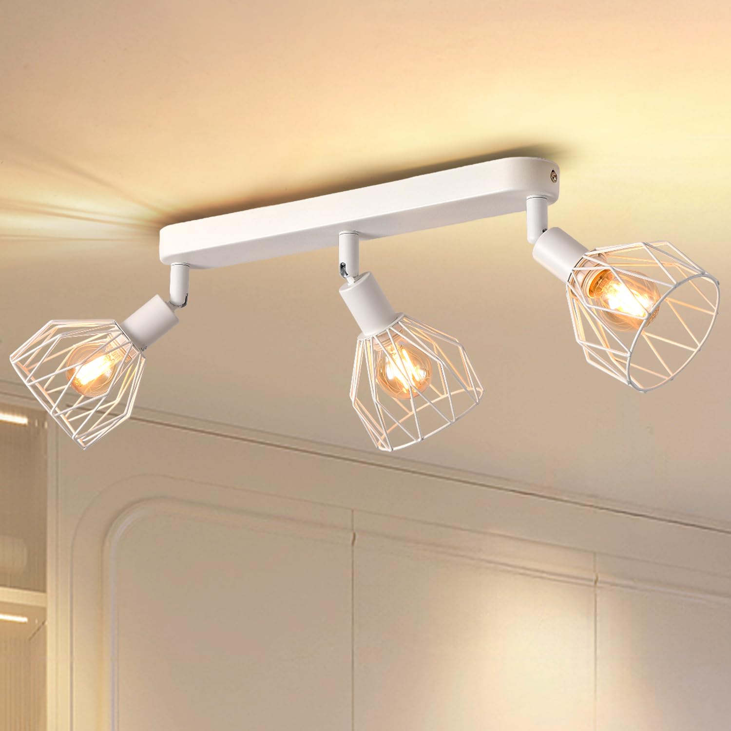 ANWIO Spot Light Fittings Ceilings,Kitchen Lights Ceiling,White 3 Way Spotlights Ceiling Light,E14 Wall Lights,Spot Light Bar Lighting,Ceiling Lights for Living Room（EUC-EA190813,NO Bulbs