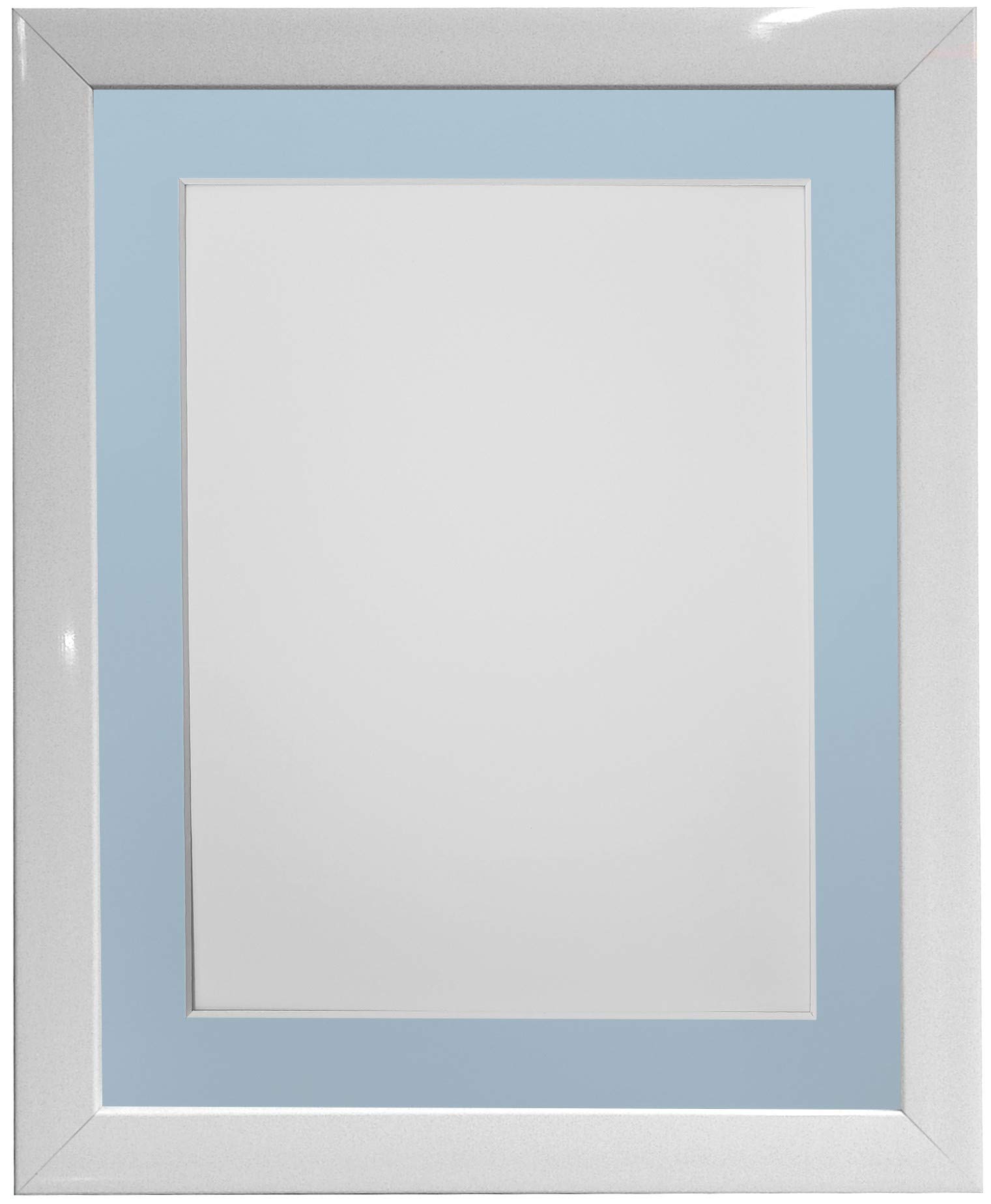 FRAMES BY POST 0.75 Inch White Picture Photo Frame With Blue Mount 7 x 5 Image Size 5 x 3.5 Inch Plastic Glass
