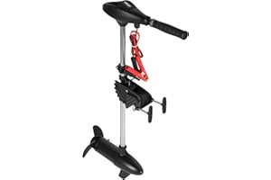 BODIOO 68LB Thrust Trolling Motor 8 Speed Electric Outboard Motor Boat Kayak Motor with 6’’ Adjustable Handle 30'' Shaft Length & LED Indicator Transom Mounted for Kayak, Fishing Boat