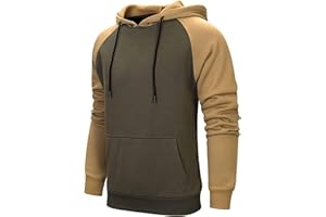 POBOPO Mens Hoodies Sweatshirts Pullover Patchwork Long Sleeve Color Block Fleece Fashion Hoody with Pockets