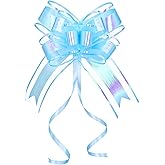 WEWILUCK Present Bows for Gifts, Iridescent Blue Pull Bow for Baskets, Flower Bouquet, Paper, Gift Bag, Box, Baby Showers, Hanukkah(6 inches, 10PCS)