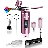 SICOPRO Airbrush Kit, Cordless Airbrush for Nails, Air Brush Kit With Air Compressor for Models/Shoes/Cakes/Hair, Air Brush Guns For Painting (Pink)