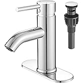 VOTON Chrome Bathroom Faucets 1 Hole, Stainless Steel Bathroom Sink Faucet with Metal Pop up Drain, Lavatory Faucet for Bathroom Sink