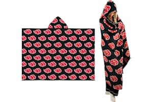 Franco Naruto Anime Akatsuki Cloud Bedding Super Soft and Cozy Wearable Hooded Throw Blanket, 70 in x 50 in (Official Licensed Product) Collectibles