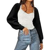 Zwurew Women's Bolero Shrug Sweater 2026 Knitted Long Sleeve Open Front Cropped Cardigan Shrugs Sweaters Y2K Tops