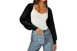 Zwurew Women's Bolero Shrug Sweater 2025 Knitted Long Sleeve Open Front Cropped Cardigan Shrugs Sweaters Y2K Tops