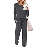 Magritta Lounge Sets for Womens 2 Piece Outfits Crewneck Long Sleeve Tops Wide Leg Pants Casual Travel Sweatsuit