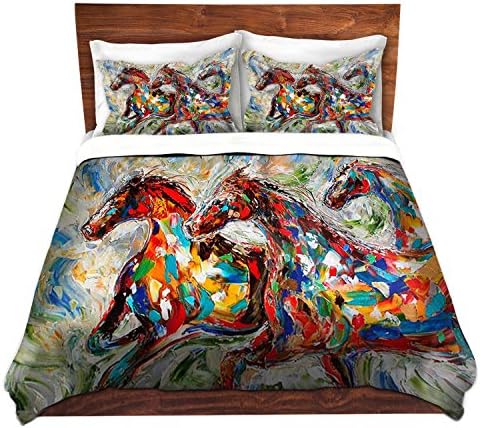 DiaNoche Designs duvetWOVKarenTarlAbstractWildHorses8 Duvet Cover Brushed Twill, King Sham Set