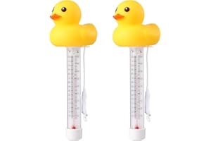 2 Packs Floating Pool Thermometer, Cute Yellow Duck Design Accurate Readings for Water Temperature, Shatter Resistant with St