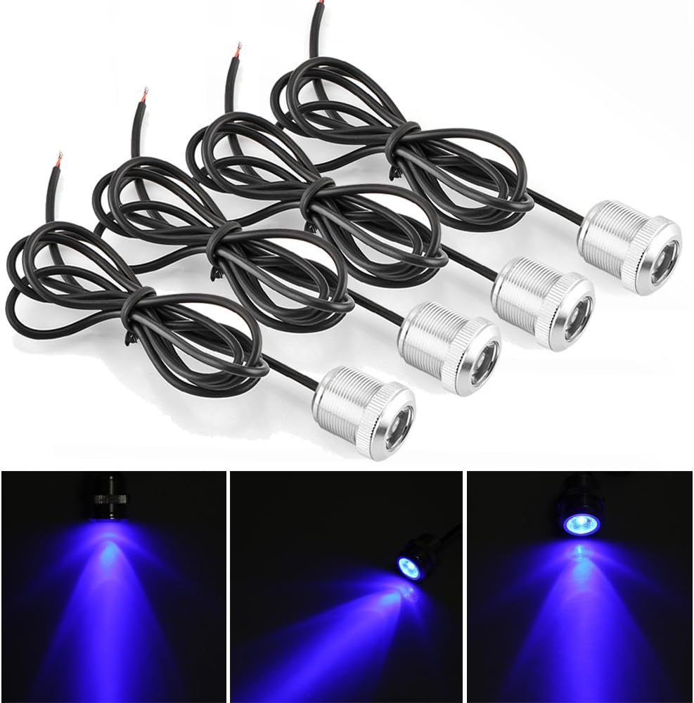 Powstro Universal 12V Vehicles Blue Eagle Eye Light LED DRL 9W Car Motorcycle Fog Daytime Running Backup LED lamps, pack of 4