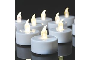 BIYANUO Tea Light, 24 Pack Flameless LED Tea Lights Candles Flickering red 200+ Hours Battery-Powered Tealight Candle. Ideal for Party, Wedding, Birthday, Gifts and Home Decoration (White)