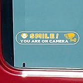 6pcs Smile You are on Camera Sticker, 5x1in Waterproof Self-Adhesive Vinyl Decal Stickers Smile Your on Camera Signs for Car Windows Home Office Indoor Outdoor Use