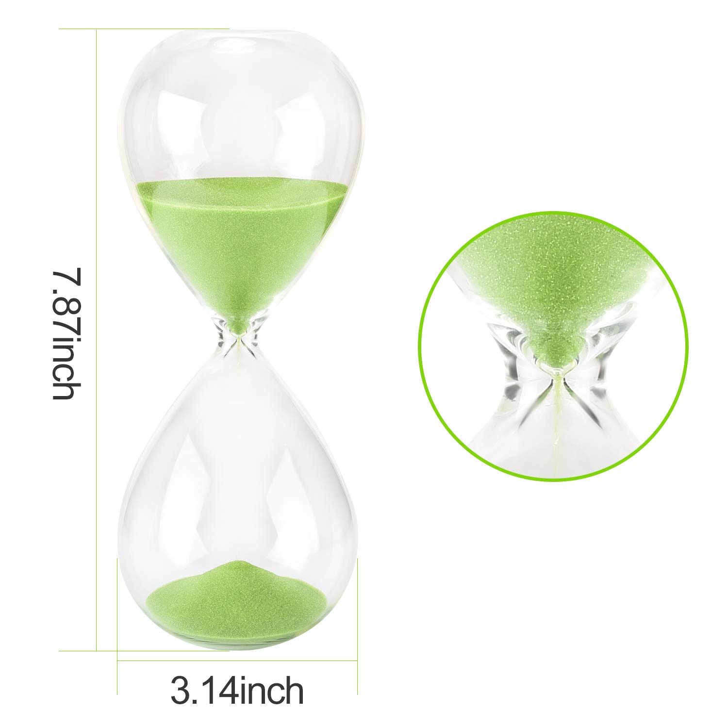 Hourglass Sand Timer, 7.8 INCH Glass Sandglass Hourglass Timer 30 Minutes for Home Office Desk Coffee Table Decor Holiday Gift