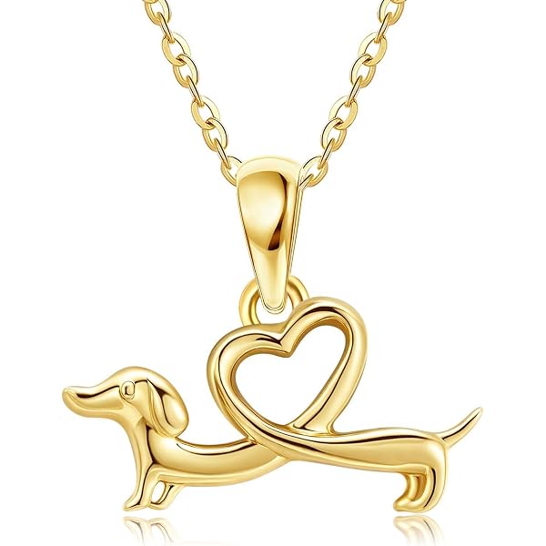 14k Gold Polished Dachshund Pendant - Adorable Wiener Dog Charm In Solid Yellow Gold - View #5