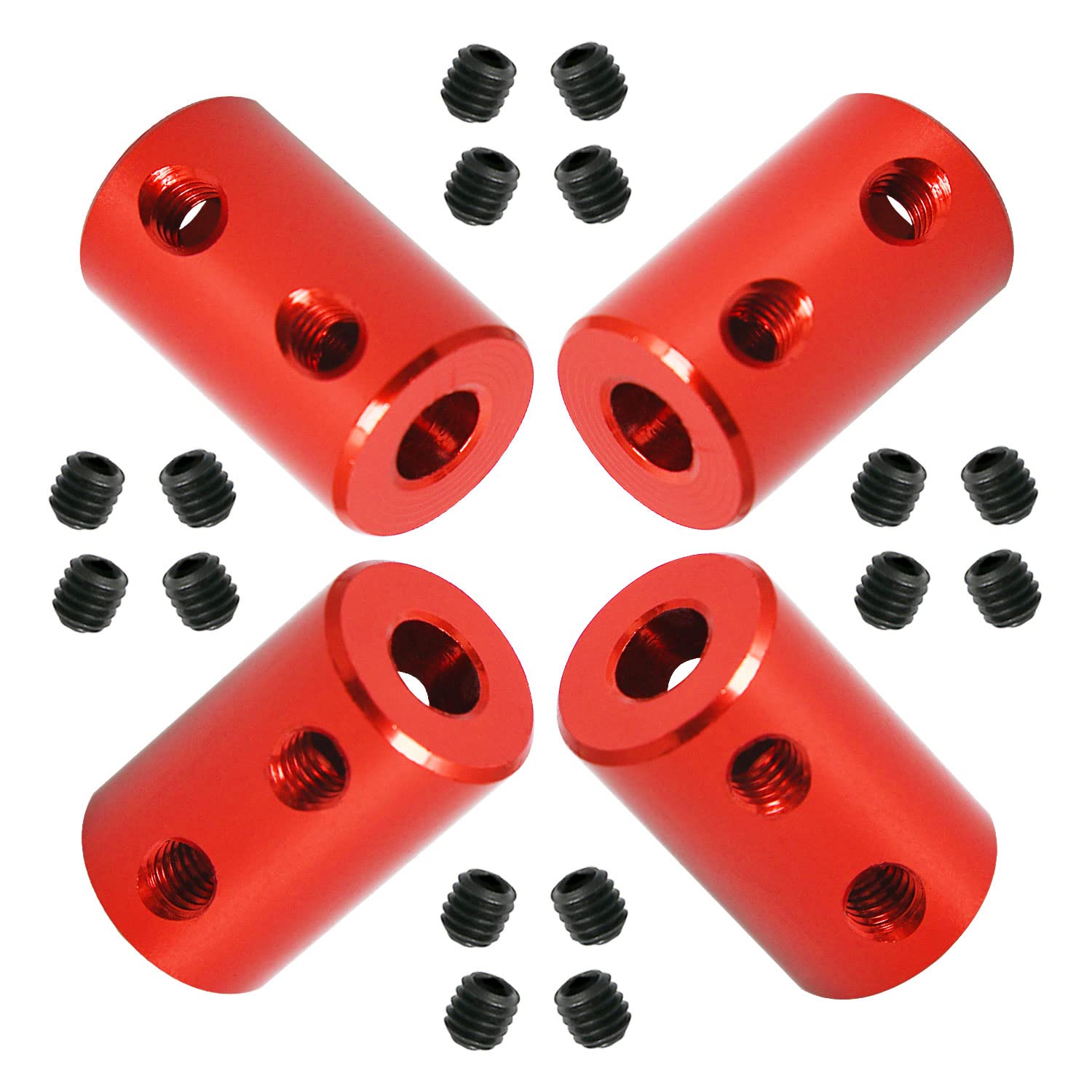 Ohamtes 4Pcs shaft diameter 5mm to 5mm rigid coupling, suitable for 3D printers, DIY encoders, motor connectors, motor guide shaft couplers, model shafts, motor guides, CNC machine tools