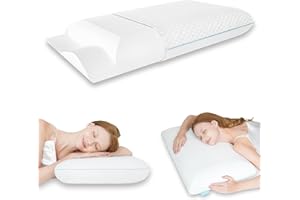 Releep Firm Memory Foam Pillow, Cooling Cervical Neck Pillow, Firmness Adjustable Side Sleeper Pillow for Pain Relief, Ergonomic Orthopedic Pillow for Side Sleepers, Neck Support Pillow for Sleeping