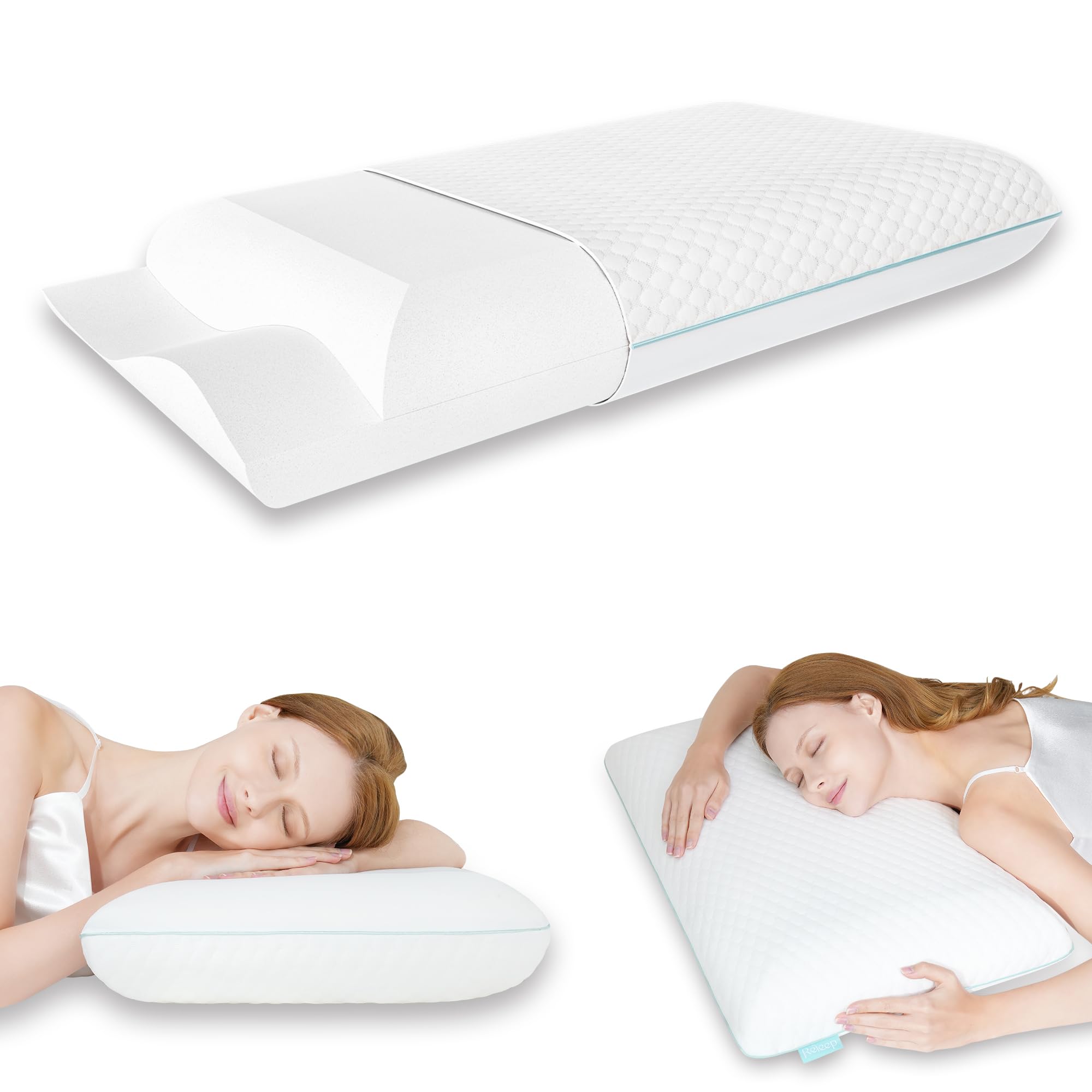 Firm Memory Foam Pillow, Cooling Cervical Neck Pillow, Firmness Adjustable Side Sleeper Pillow for Pain Relief, Ergonomic Orthopedic Pillow for Side Sleepers, Neck Support Pillow for Sleeping