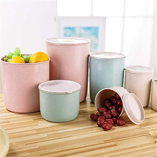 Quskto Contenedores de Cereales, Sellado 3 Pack Paja de Trigo de ...