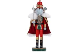 BXO Christmas Decorations Nutcracker Ornament,14 inch Wooden Traditional Nutcracker,Festive Collectible Christmas Nutcracker,Painted Nutcracker Figures Party Tabletop Thanksgiving Decor(Mouse King)