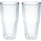 Tervis 1001833 Clear & Colorful Insulated Tumbler 2 Pack - Boxed 24oz, Clear
